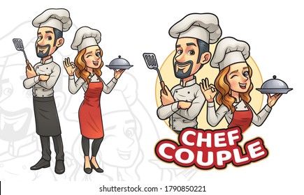 Cartoon Couple Chef, Vector EPS 10