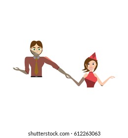cartoon couple dancing cheerful