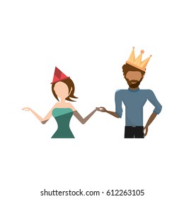 cartoon couple dancing cheerful
