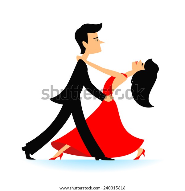 Cartoon Couple Dancing Tango Vector Illustration Stock