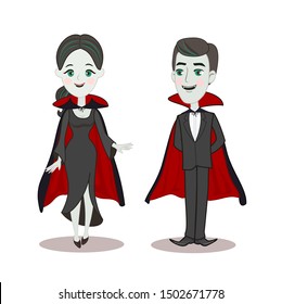 Cartoon Couple Dracula Vampire Vector