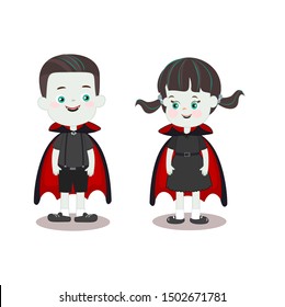 Cartoon Couple Dracula Vampire Vector