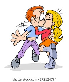 Cartoon Couple Kissing