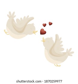 Cartoon couple of lovebirds for Valentines day. Vector illustration