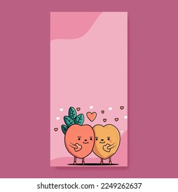 Cartoon Couple Mascot Holding Hearts On Pink Background And Copy Space. Love or Valentine's Day. Happy Valentines Day Concept.