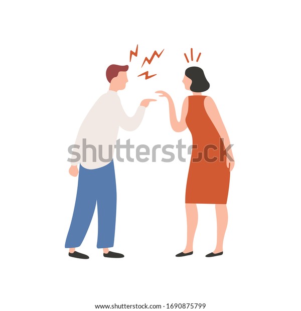 Cartoon Couple Scream Each Other Having Stock Vector (Royalty Free ...