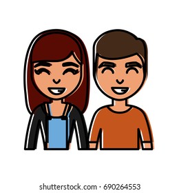 cartoon couple smiling icon
