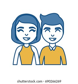 cartoon couple smiling icon