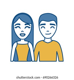 cartoon couple smiling icon