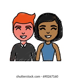 cartoon couple smiling icon