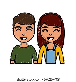 cartoon couple smiling icon
