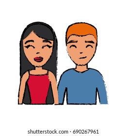 cartoon couple smiling icon