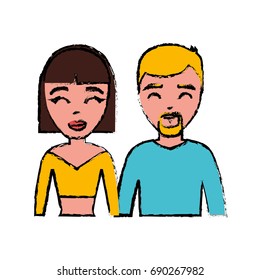 cartoon couple smiling icon