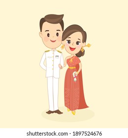 Cartoon Couple Thai Costume Vector Stock Vector (Royalty Free ...