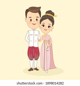 Cartoon Couple Thai Costume Vector Stock Vector (Royalty Free ...