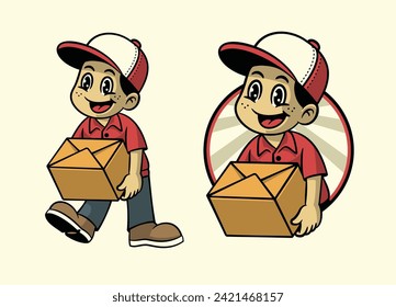 Cartoon of Courier Boy Mascot Logo Design