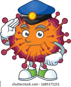 A cartoon of COVID19 syndrome dressed as a Police officer