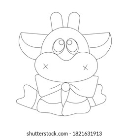 Cartoon cow. Cow coloring page. Year of the bull 2021. New year.