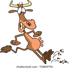 cartoon cow coming to an abrupt stop