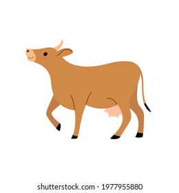 Cartoon cow - cute character for children. Vector illustration in cartoon style.