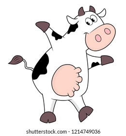 a cartoon cow dancing, vector illustration