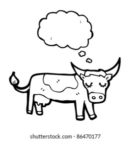 cartoon cow daydreaming