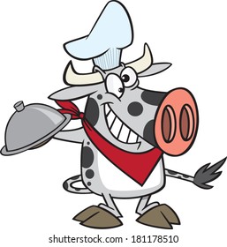 cartoon cow dressed as a chef