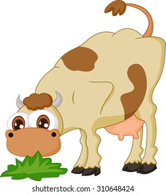 Cartoon cow eating grass
