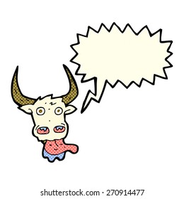 caricatura de vaca con burbuja de habla