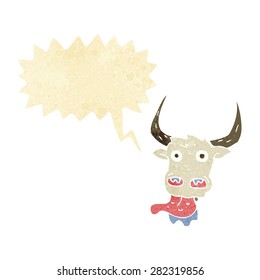 cartoon cow face with speech bubble
