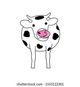 Cartoon cow. Farm animal Vector illustration.