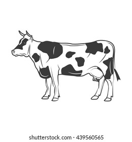 Cartoon cow, farm animal. Vector illustration. Cute cow with spots.