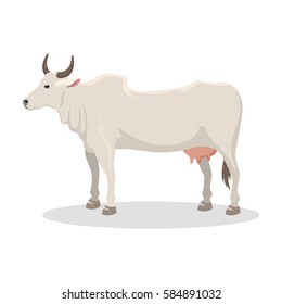 Cartoon cow farm animal vector illustration.