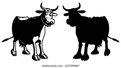 A cartoon cow with a funny expression vector 