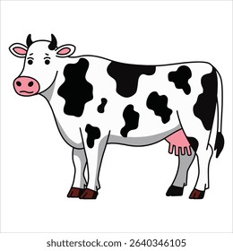 Cartoon cow icon isolated on white. Farm animal vector, perfect for agriculture and childrens mascot themes.