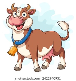 Vaca de caricatura aislada de fondo blanco