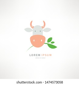 Cartoon cow logo vector illustration