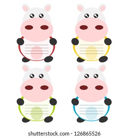 Cartoon cow memo or note cute concept illustration