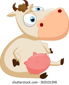 Cartoon cow sitting 
