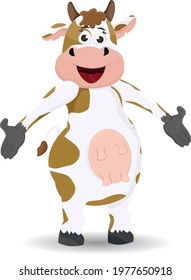 cartoon cow smiling open hand pose isolated