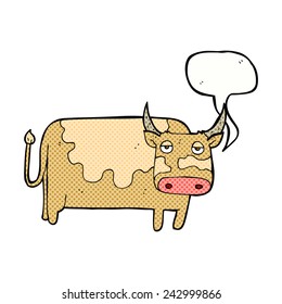 cartoon cow with speech bubble