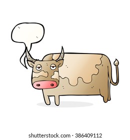 Karikaturenkuh mit Sprachblase