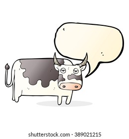 vaca de dibujos animados con burbuja de habla
