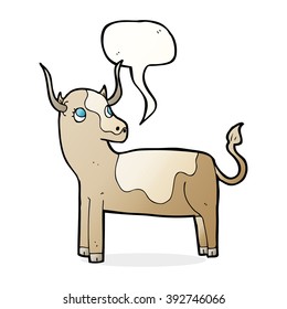 vaca de dibujos animados con burbuja de habla