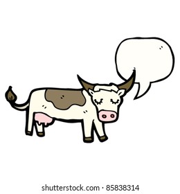 vaca de dibujos animados con burbuja de habla