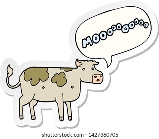 cartoon cow with speech bubble sticker