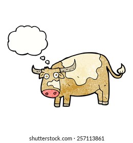 cartoon cow with thought bubble