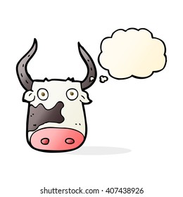 cartoon cow with thought bubble