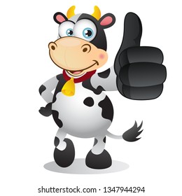 Cartoon Cow with Thumbs up gesture