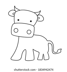 Cartoon cow, vector icon isolated on white background.